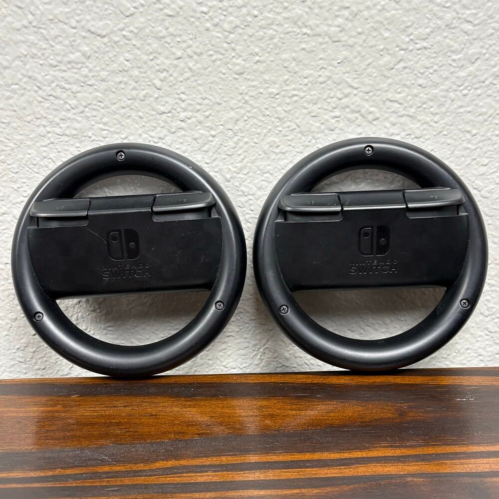 Set of 2 Wii Switch Black Steering Wheels for Joycon Controllers Racing Game - Picture 3 of 7